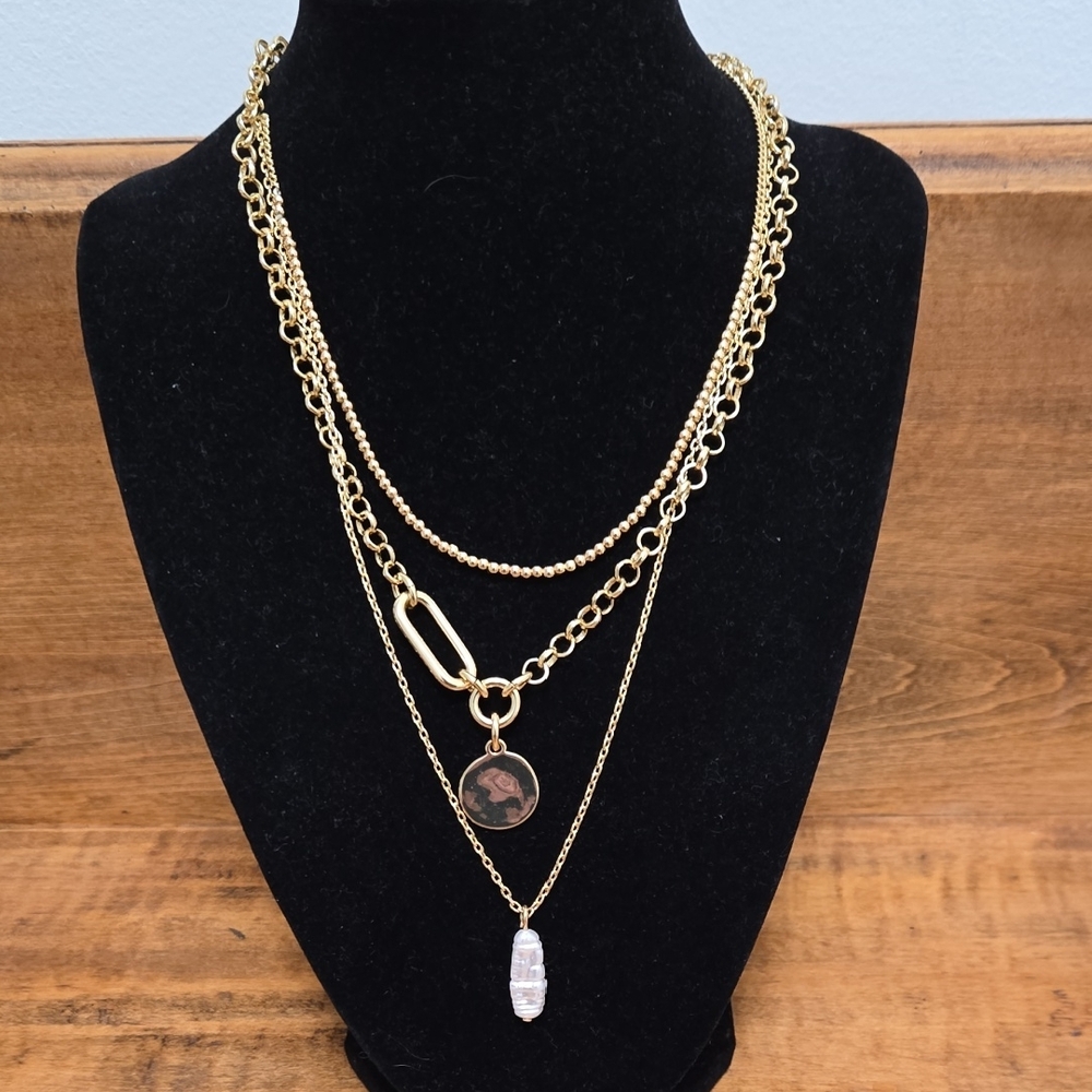 J. Crew Gold Layered Necklace with Pendant